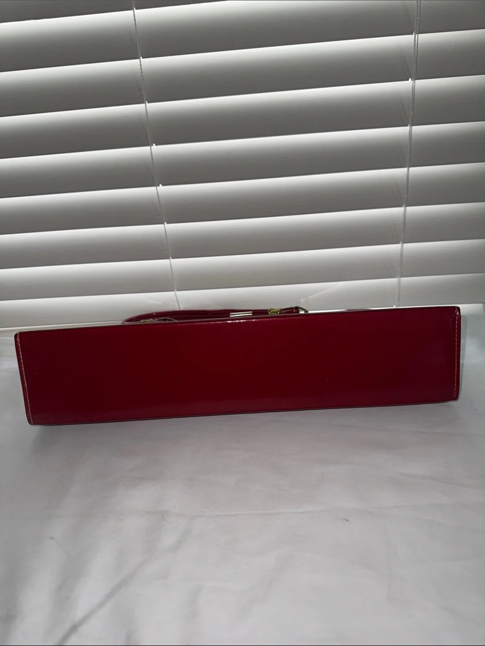 Vintage 50s 60s Red Smooth Top Handle Structured Purse